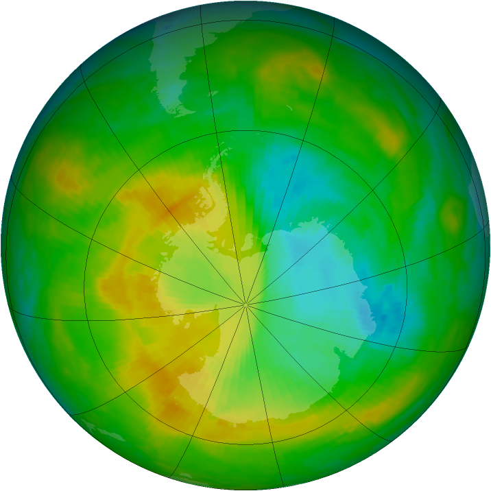 Antarctic ozone map for 25 November 1983